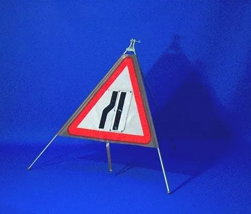 Quazar Classic Roll Up Flexible Road Narrows Sign - Reversible-0